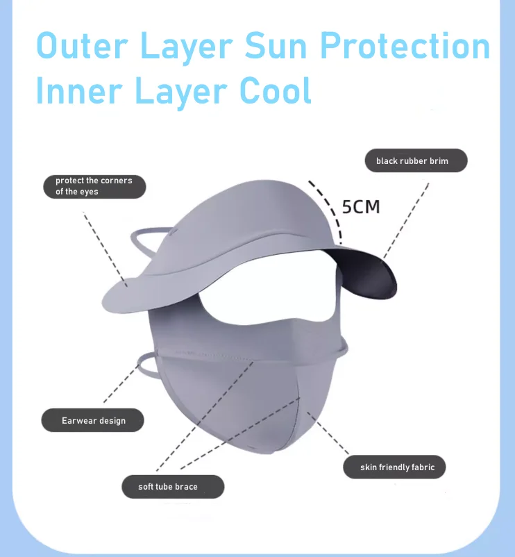 Breathable Full Face Ice Silk Face Cover For Women Outdoor Summer Sunscreen Mask For Golf