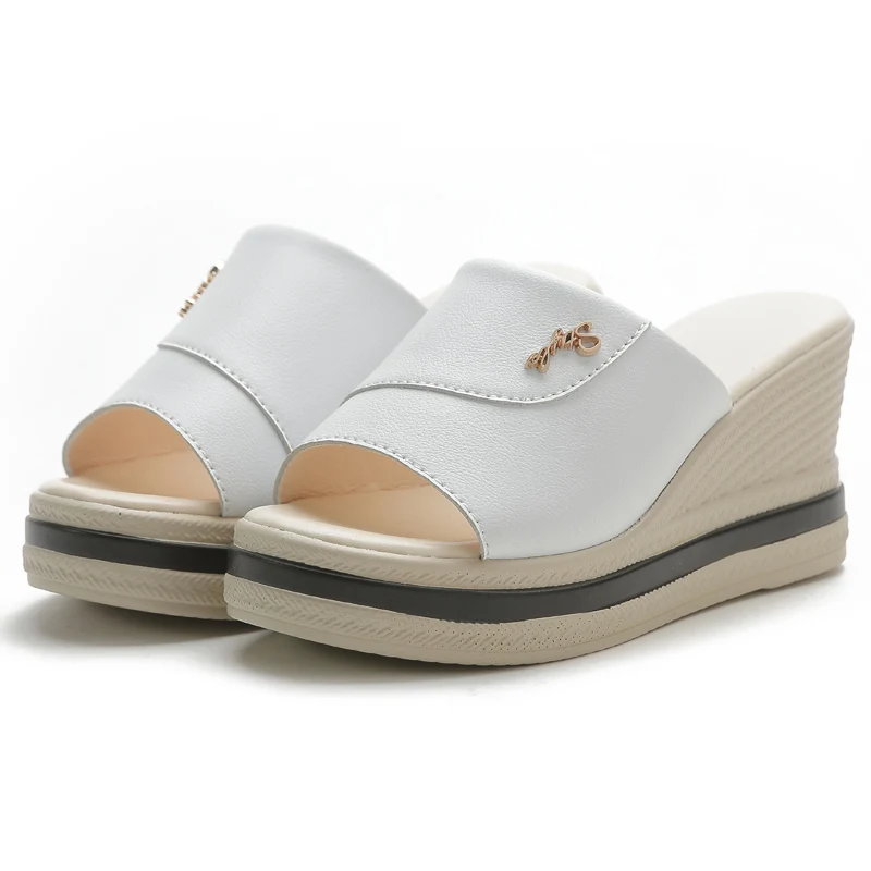 Сандалии женские с открытым носком, модная Очаровательная обувь на высокой танкетке, лето