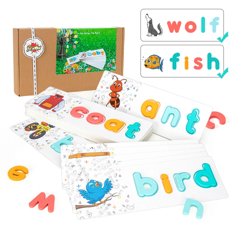 
YO!WOW New Arrivals Early Learning ABC Montessori Wooden 3d Puzzle Matching Letetr Game Toys 