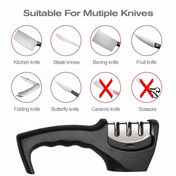 3 stage professional kitchen laser knife manual sharpener tool