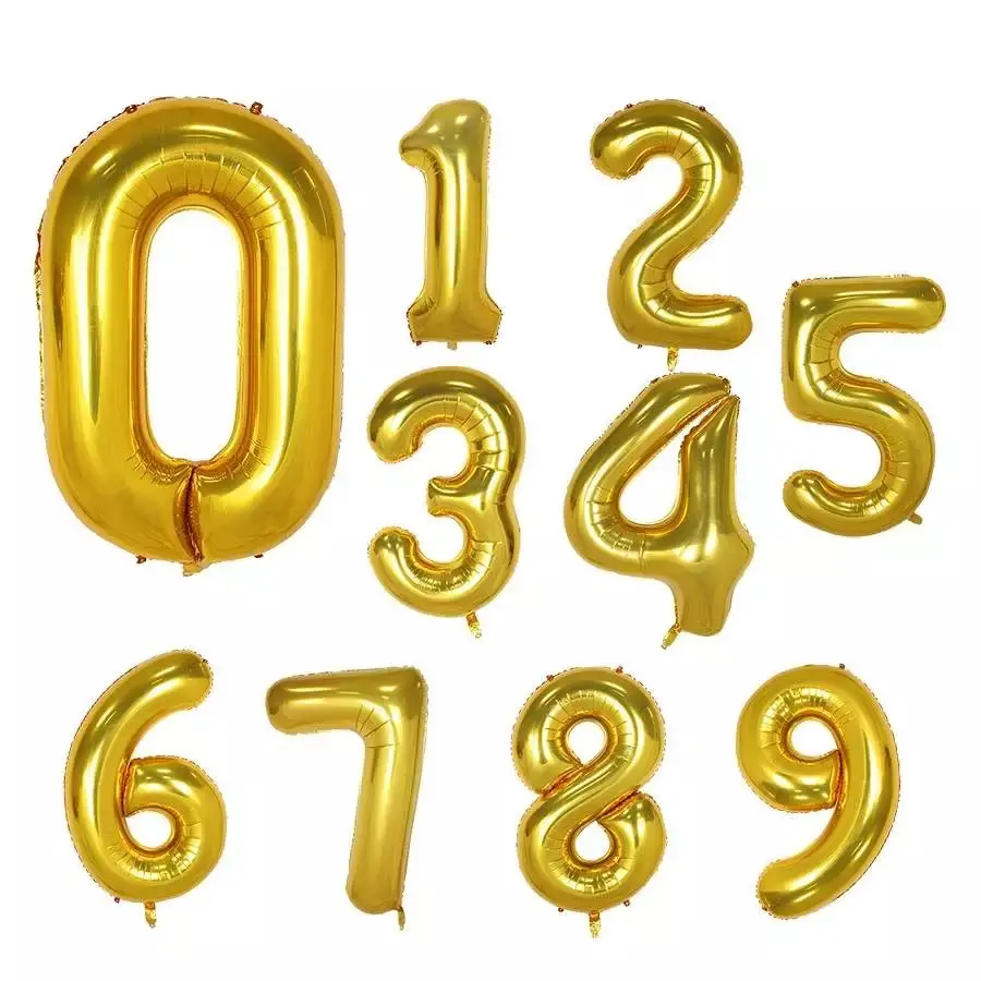 40 Inch Giant Helium Foil Number 0 to 9 Gold Balloon Birthday Wedding Party Digital Decorations Number 8