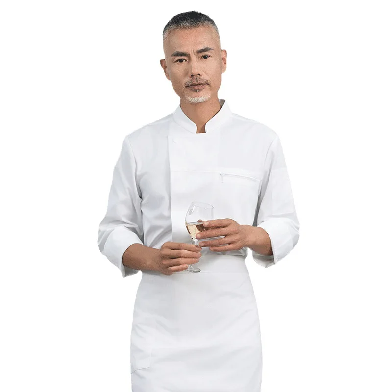 Jinteng Hotel chef work clothes for men and women long-sleeved autumn winter kitchen baking chef uniforms solid color uniforms