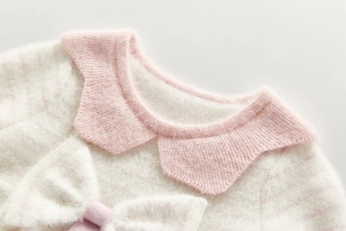 knit long sleeve baby girl  ruffled collar princess skirt