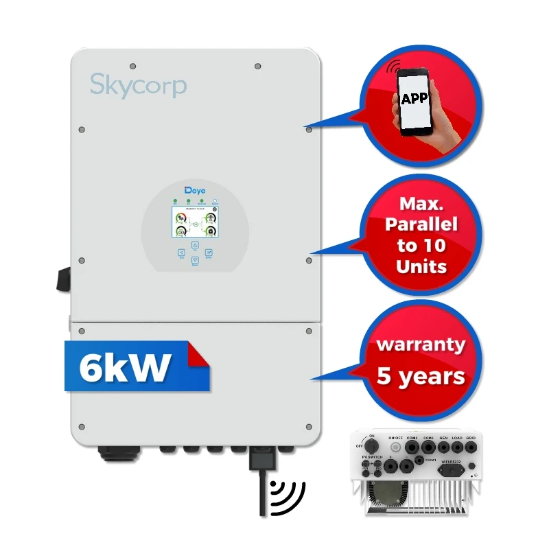 EU warehouse Deye solar hybrid inverter 6kw SUN-6K-SG03LP1-EU single phase 5kw 8kw wifi hybrid solar inverter for home use