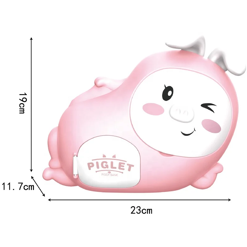 Custom music piggy bank toy cartoon pig money box 2 IN 1 fingerprint or password unlocking toy children coin bank