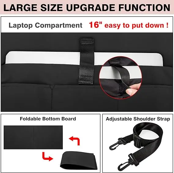 Multiple Pocket Lightweight Organizer Handbag Utility Foldable Reusable Teacher Tote Bag for Women