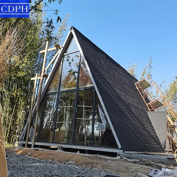CDPH hot sell modern a frame house kit glamping tent luxury hotel house 2 bedroom triangle camping house