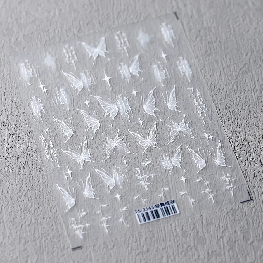 Chinese-style antique butterfly embossed thin and durable butterfly stickers light dance double-sided adhesive nail stickers
