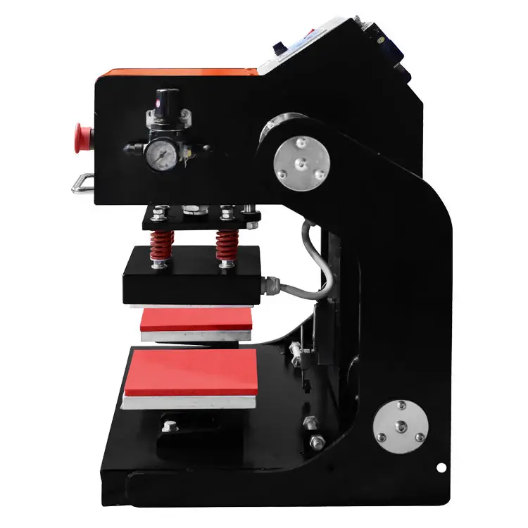 Air auto open dual double stacion 15cm logo saiz pneumatic digital heat transfer neck label tag hat heat press machine automatic