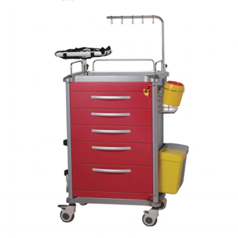 Aluminium 5-Drawer Emergency ABS Trolley Cart with One time use Seal Lock Accept Customization