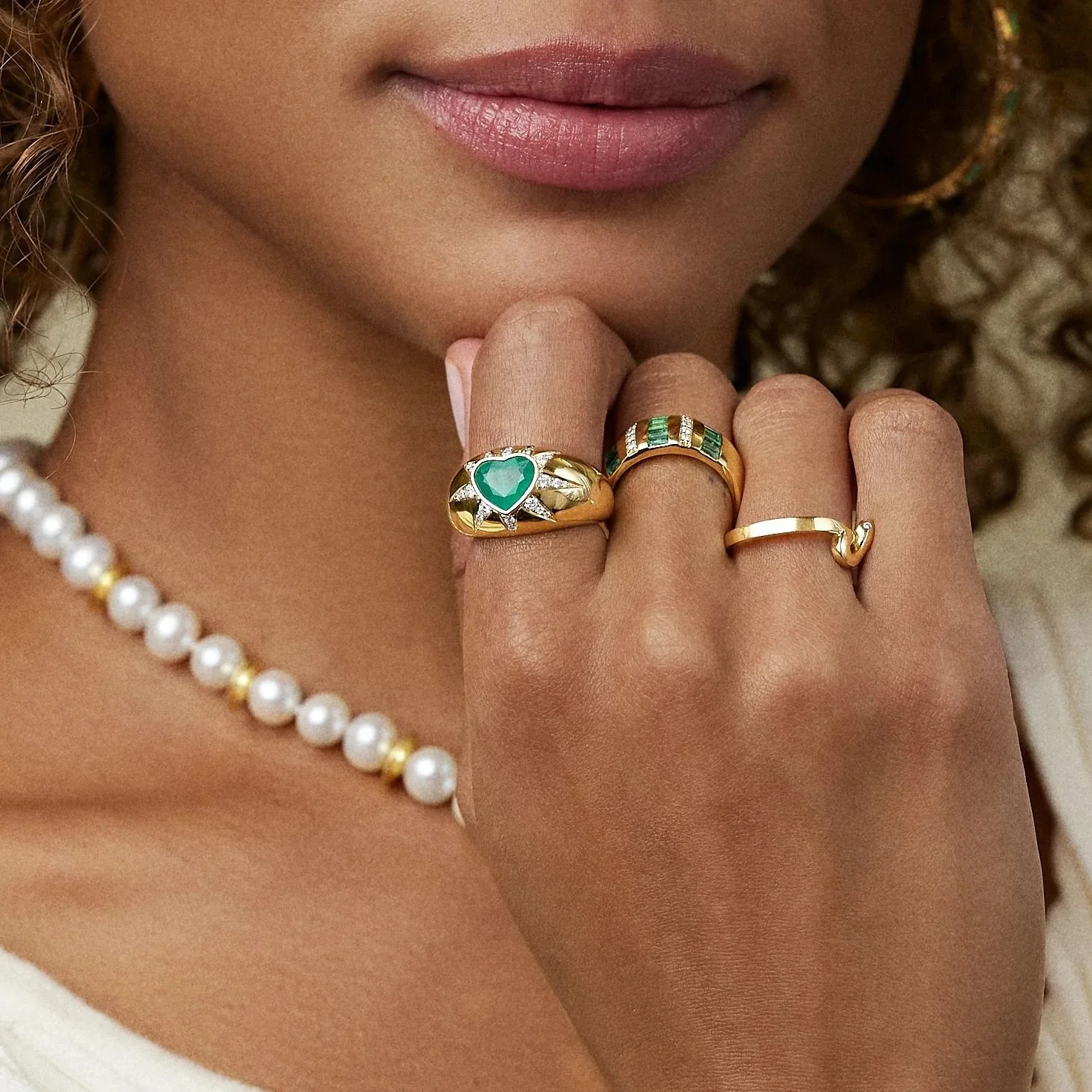 LOZRUNVE Jewelry Custom Factory Hip Hop Large Dome Gemstone Zirconia Heart Starburst Ring