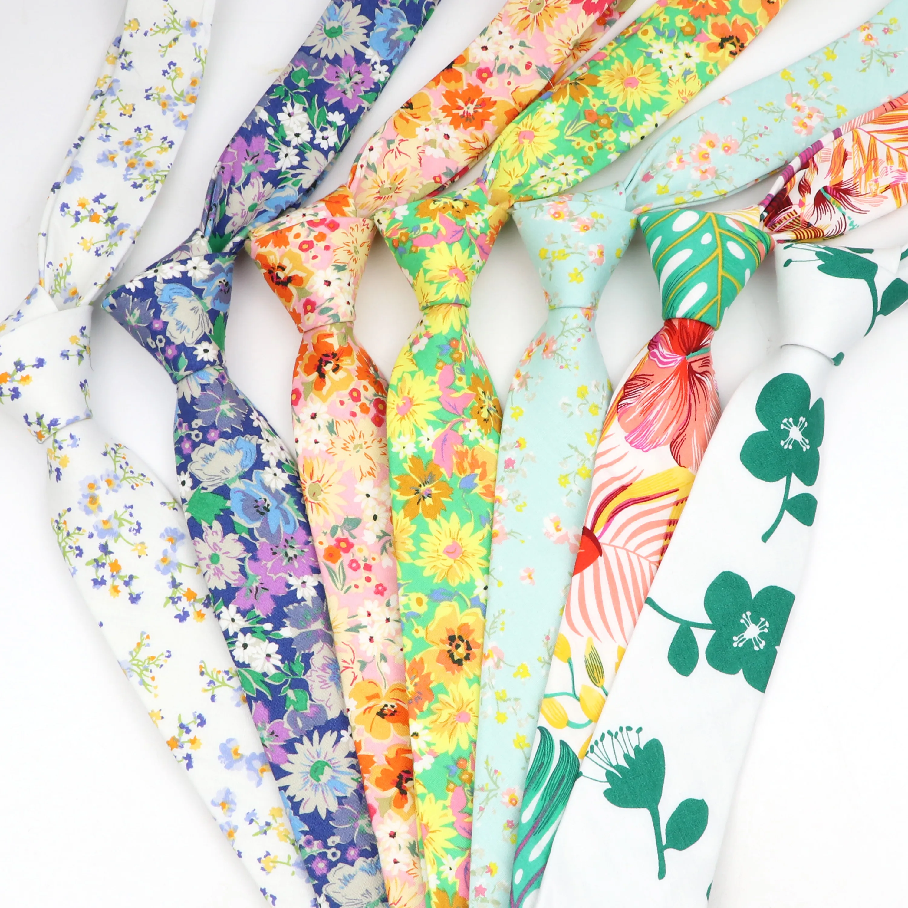 Новый Цветочный галстук для мужчин и женщин, тонкий хлопковый льняной галстук, Свадебный Повседневный галстук, классический костюм, галстук с цветочным принтом, дизайнерский галстук