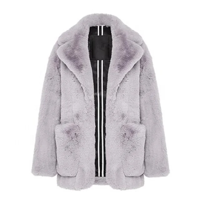 Casual unisex style 100% acrylic polyester faux rex rabbit fur short faux mink fur coat wholesale for ladies