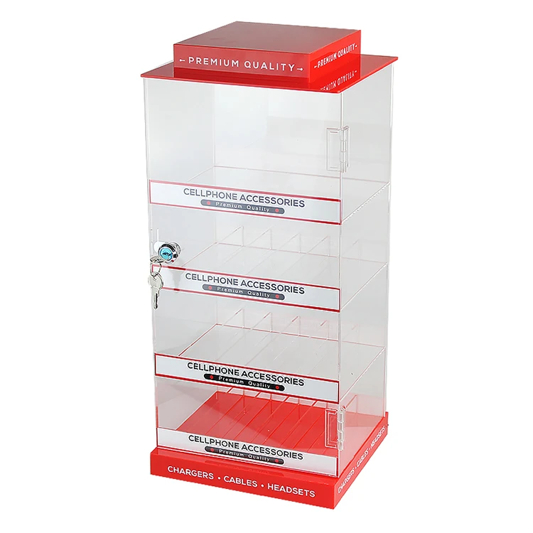 Counter top mobile phone accessories display stand acrylic power charger display case