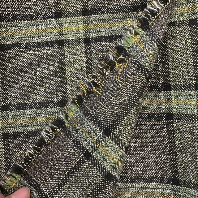 hot new arrival woven TR check green plaid fabric yarn dyed materials for clothing