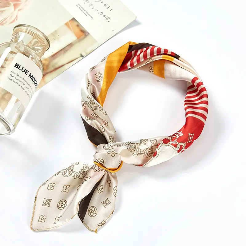 Chinese multi colorful fashionable large square lady silk scarf hair silk bandana for girls