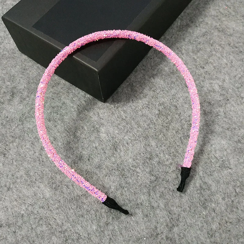 Hot Sales Cheap Colorful Bangs Clip Onion Powder Glitter Headband Crystal Rhinestone Sequin Hair Hoop Hair Band Women