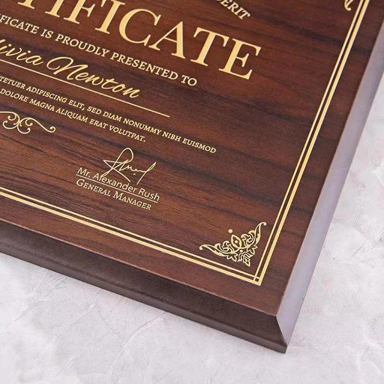 High density fiberboard made of wood medal honor memorial gift foldable color printing titanium plate plaque
