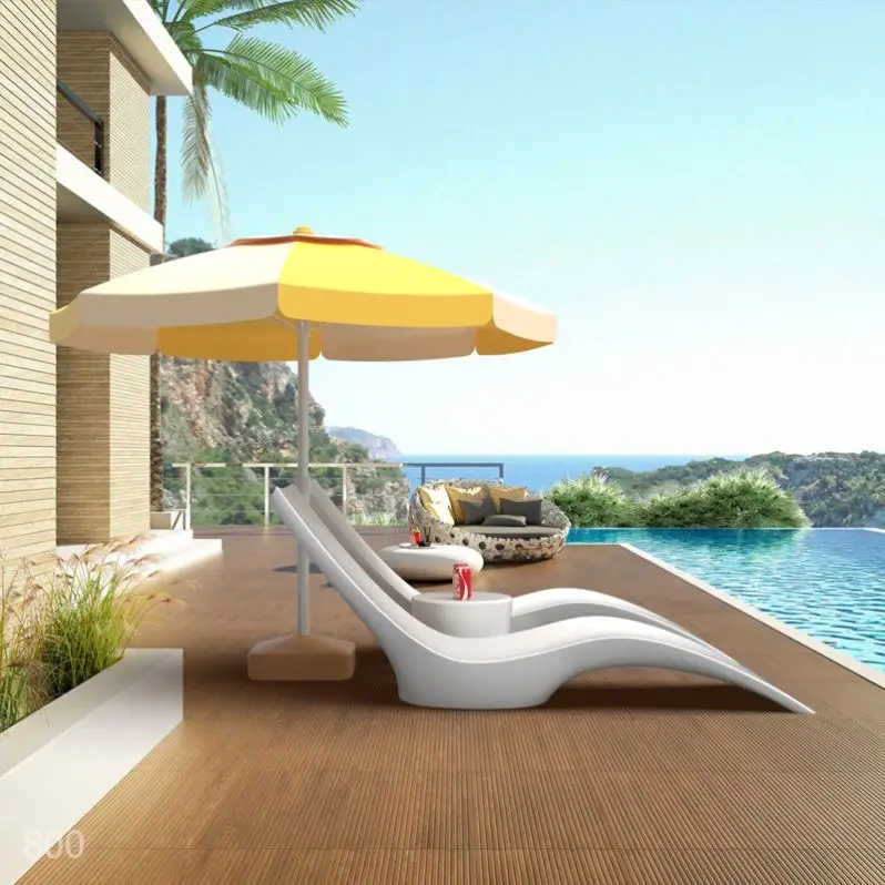 Modern Outdoor Pool Furniture PE Fiberglass Pool Chair Swimming Pool Sun Lounger LEDGE Chaise Lounge Chair