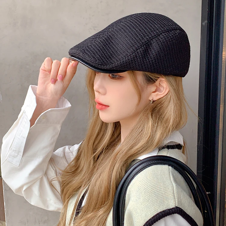 Vintage Women Autumn Winter Beret Newsboy Flat Ivy Cap Casual Peaked Beret Hat