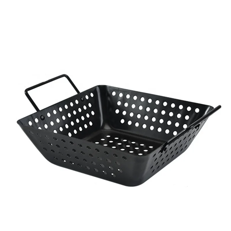 Heavy Duty Carbon Steel Nonstick BBQ Grilling Wok Grills Veggie Meat Fish Vegetable Grill Basket