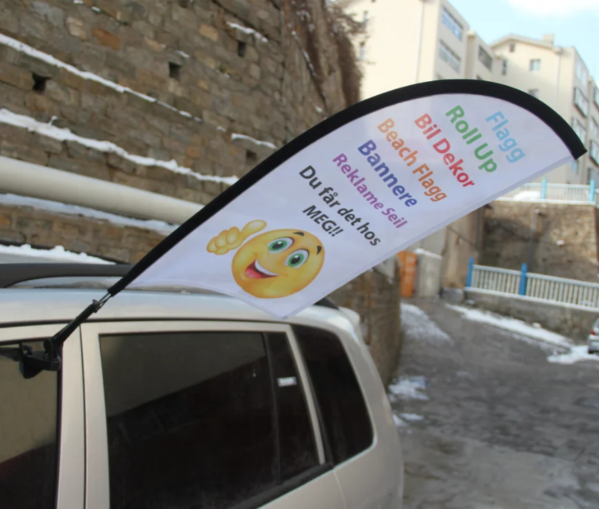 Mini car window flag in feather banner shape for car exhibition