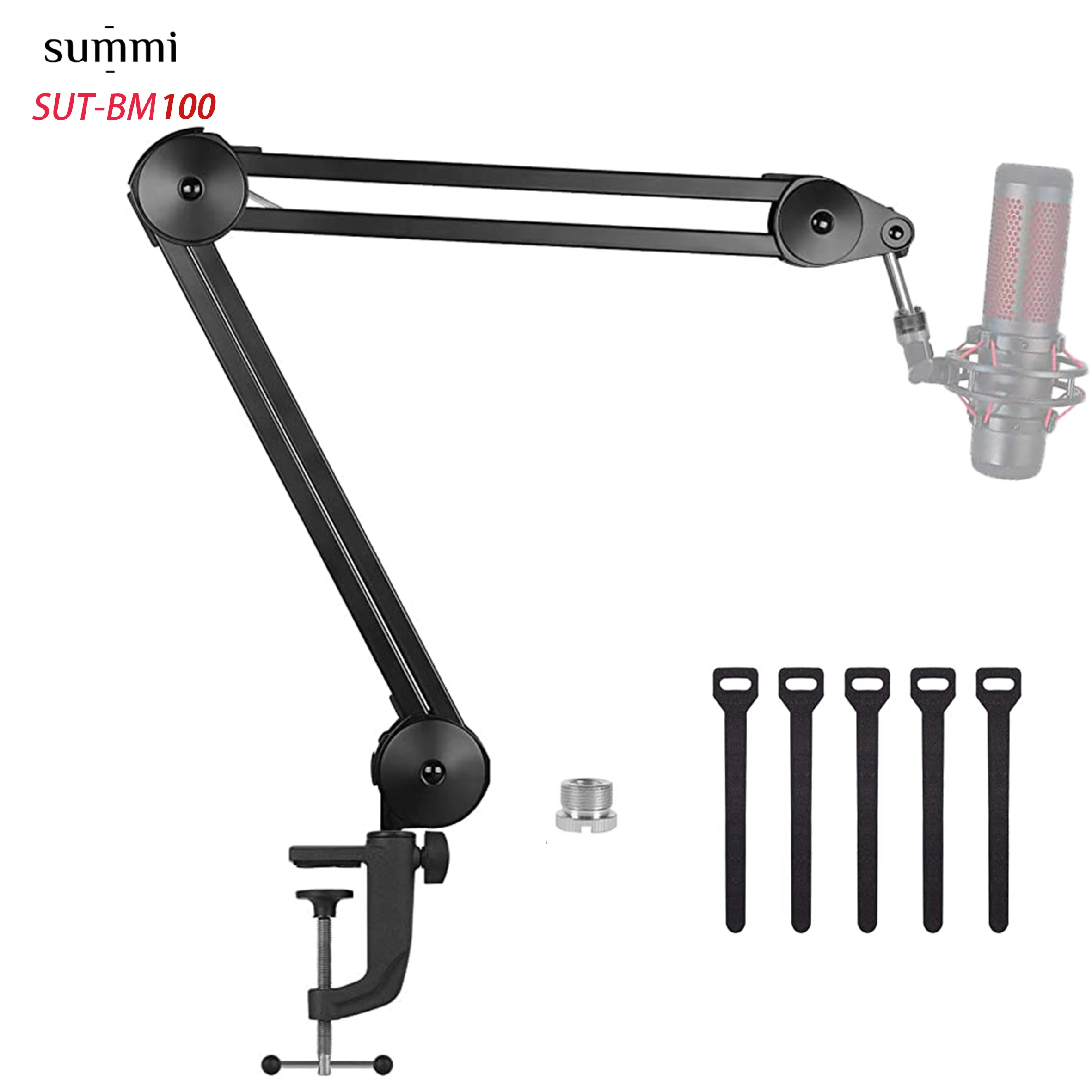 SUT-BM100 Professional Broadcast Microphone Stand Metal Adjustable Foldable Mic Holder For Live Steam, Recording,
