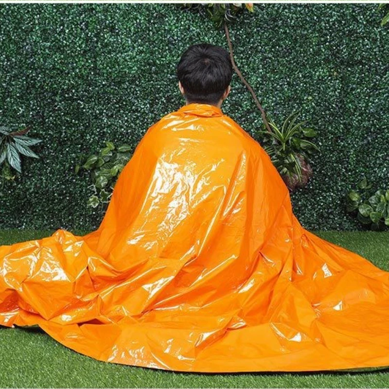 Orange Color aluminum foil Coated Outdoor First Aid Kit Survival Emergency Blanket: Heat Retention & Rescue