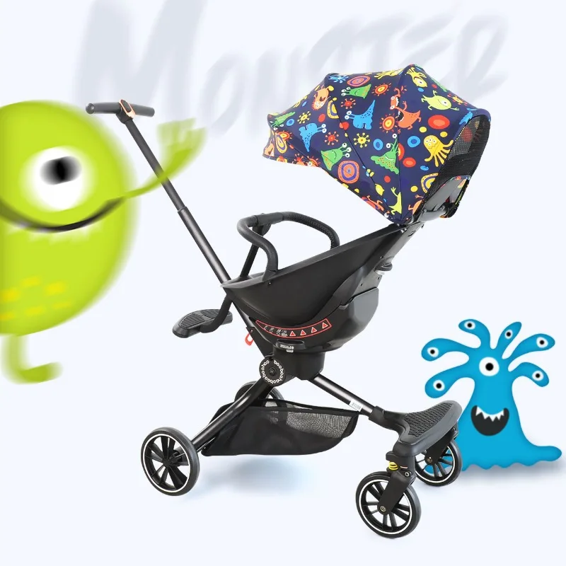 The high landscape baby stroller can be seated on a two-way vibration-proof children's folding stroller