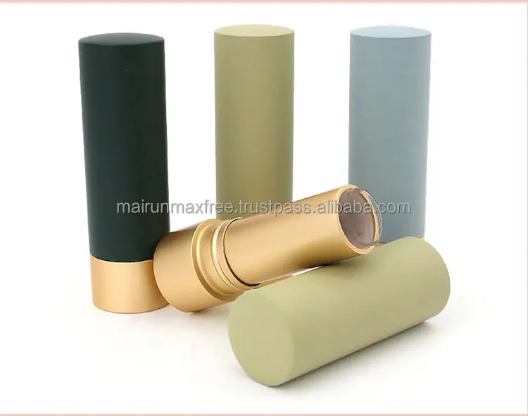 Maxfree Unique Design Shiny Red Push Up Empty Round Aluminum Lipstick Tube