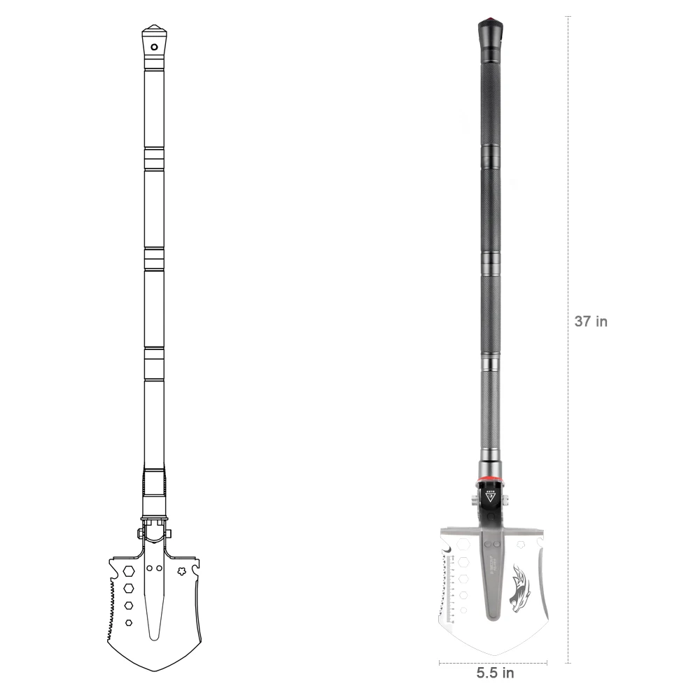 
Outdoor stainless steel and aluminum multifunctional shovel/survival shovel RB-G09 