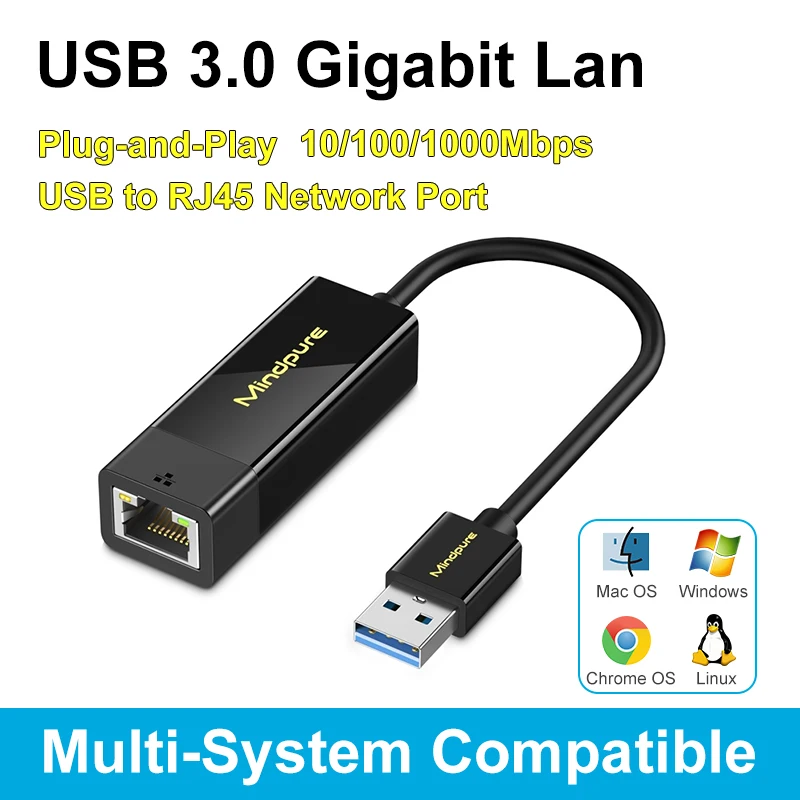 Mindpure USB Network Card 10M 100M USB 2.0 to RJ45 Network Adapter LAN Converter USB2.0 Ethernet Adapter