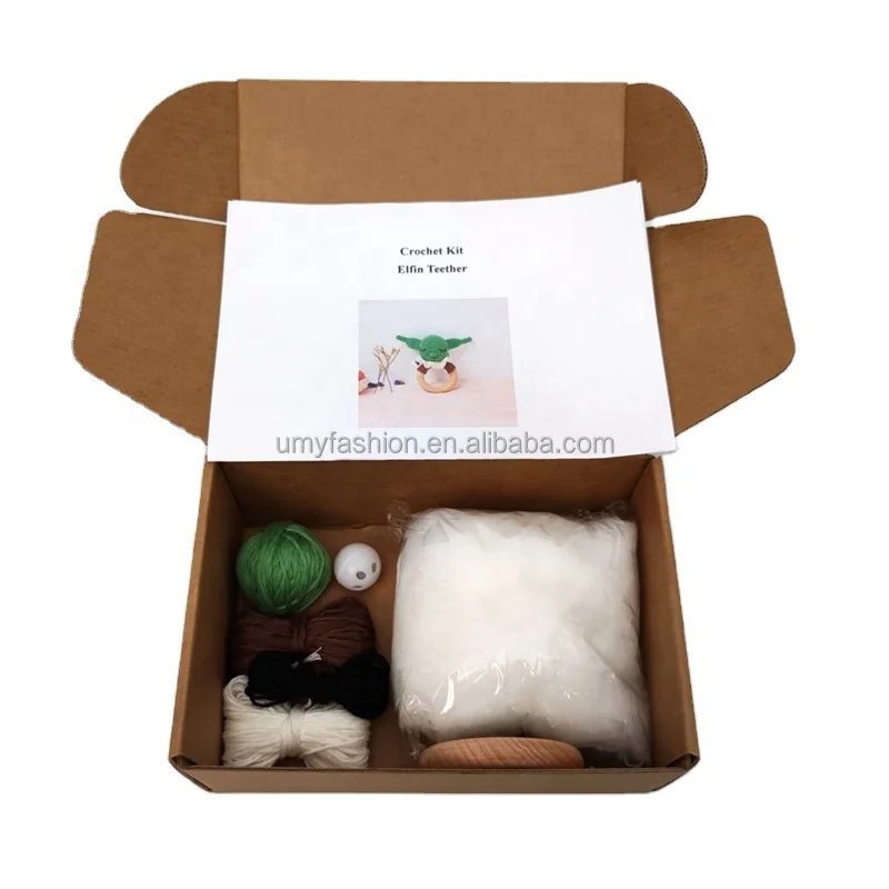 Спящий эльф, животное, вязаная пряжа, Набор для творчества с пряжкой для новорожденного ребенка