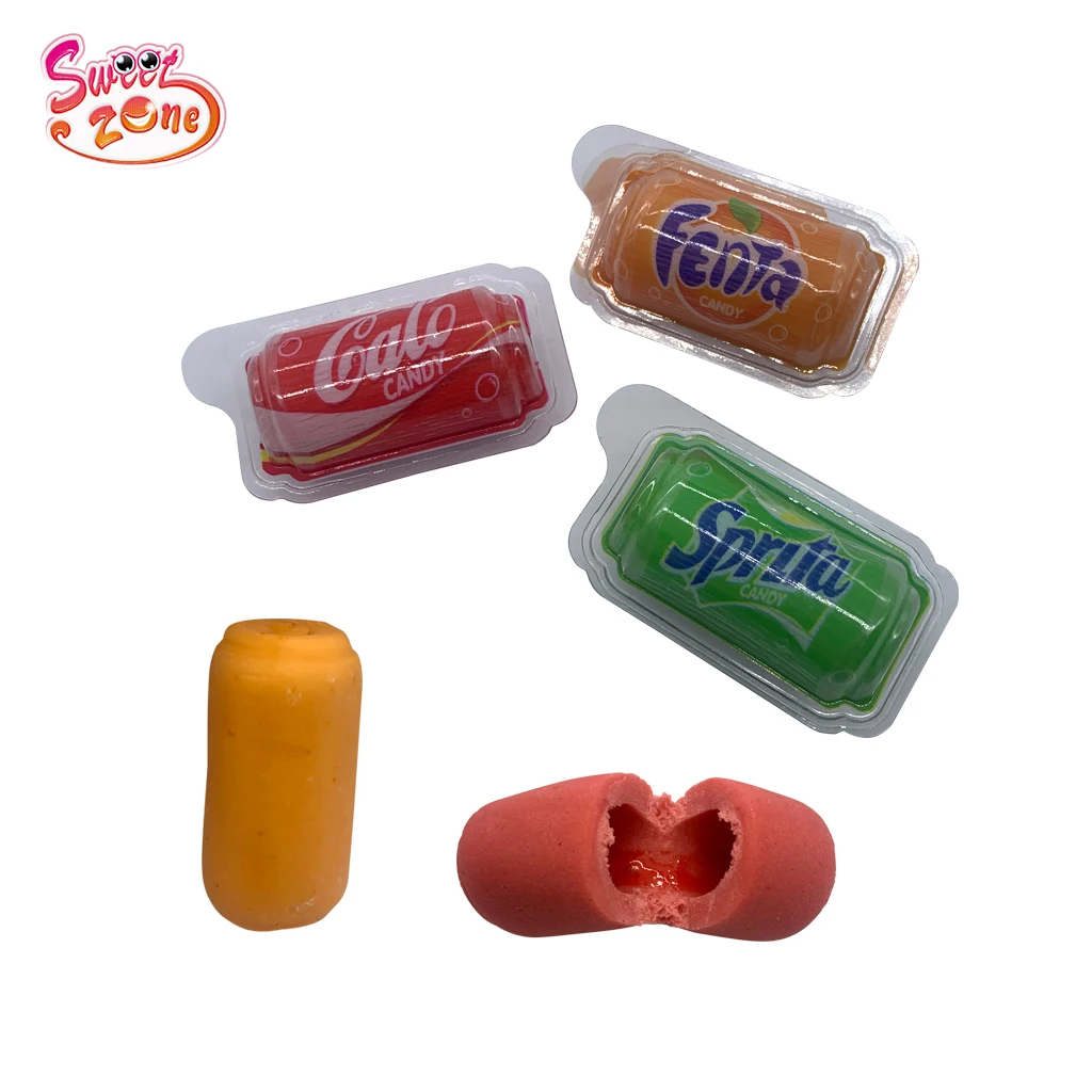 Funny Drink Bottle Shape Bubble Chewing Gum Candy with Fruit Jam