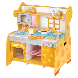 2022 New Design Creative Simulation Deer Style Wooden Play Kitchen Set with Cookware, Interesting Gift for Children