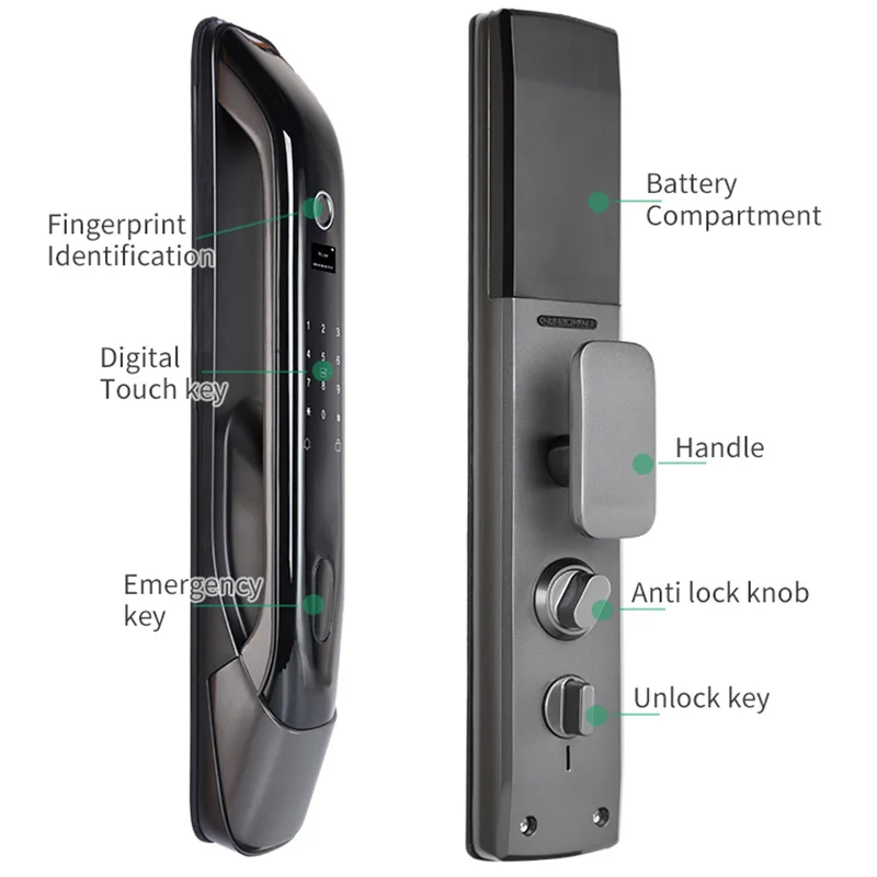 
New Design Smart Lock Work With Tuya Unlock With Fingerprint Password Key Cards APP Support Temporary Password 