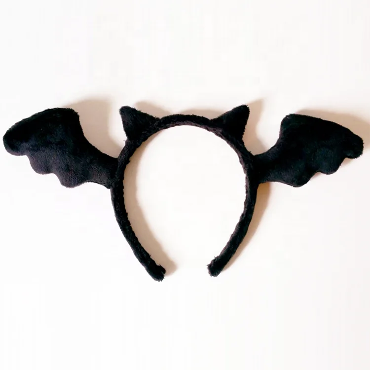 New Popular design Plush Black Bat ear fur headband for christmas party