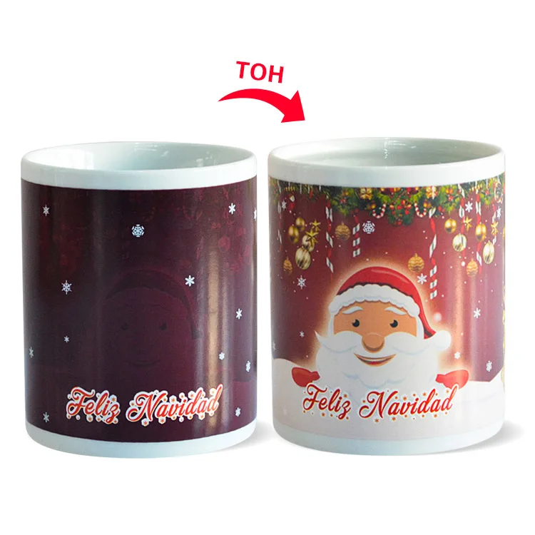 Heat Magic Stoneware Ceramic Coffee Mug Sublimation Drinkware Custom Fun Surprising Gift Color Changing Tea Christmas Cups