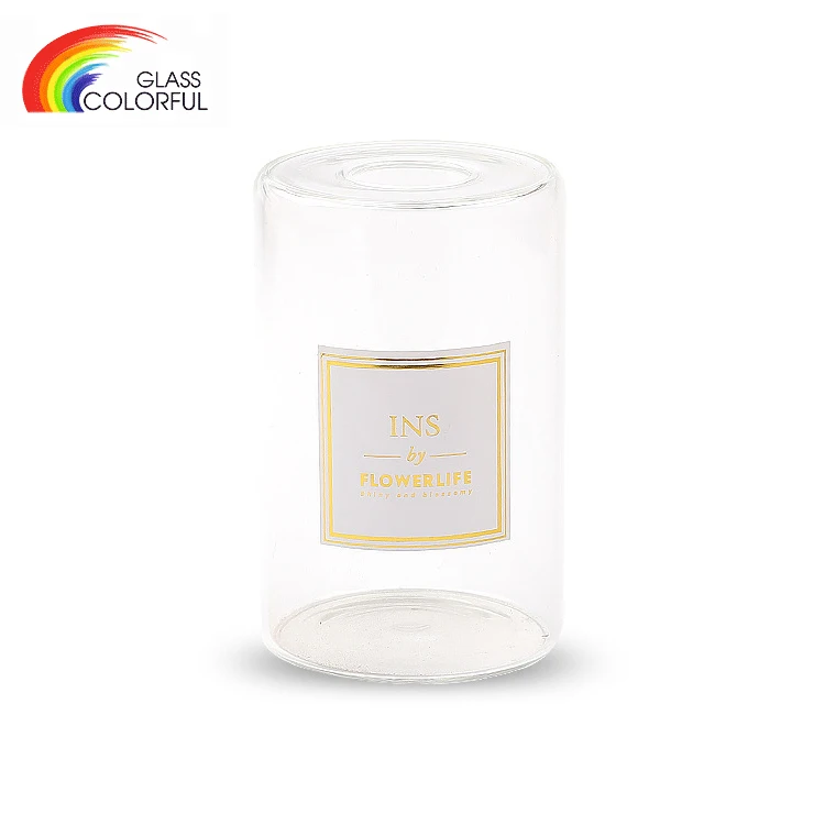 Creative Vase Tube Flower Vase Transparent Cylindrical Borosilicate Glass Glass & Crystal Vases Custom Logo Printing Hand-made