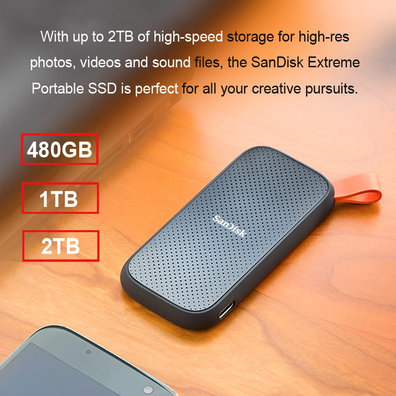 Sandisk E30 Portable Ssd Usb Type C 480gb 2tb External Hard Drive External Ssd 1tb Up To 520m/s For Laptop Desktop Pc