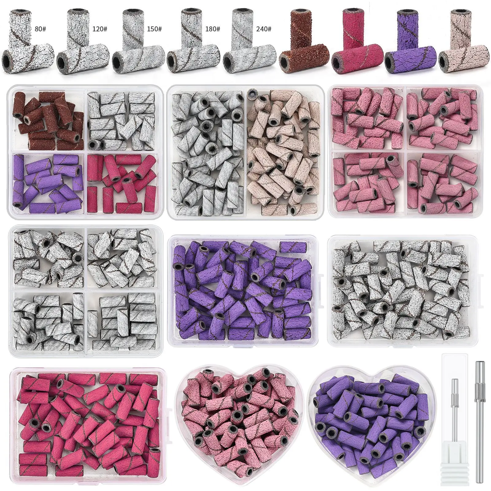 Mix Match 80# 240# Nail Drill Sanding Bands High Strength Wear-Resistant Sand Ring Electric Manicure Pedicure Set Wholesale Gel