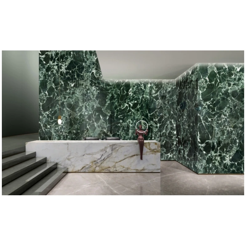 Design Professional Sintered Stone 3200*1600MM Format Big Size Slab Porcelain 6 mm Matte Green High Glossy for Wall Flooring