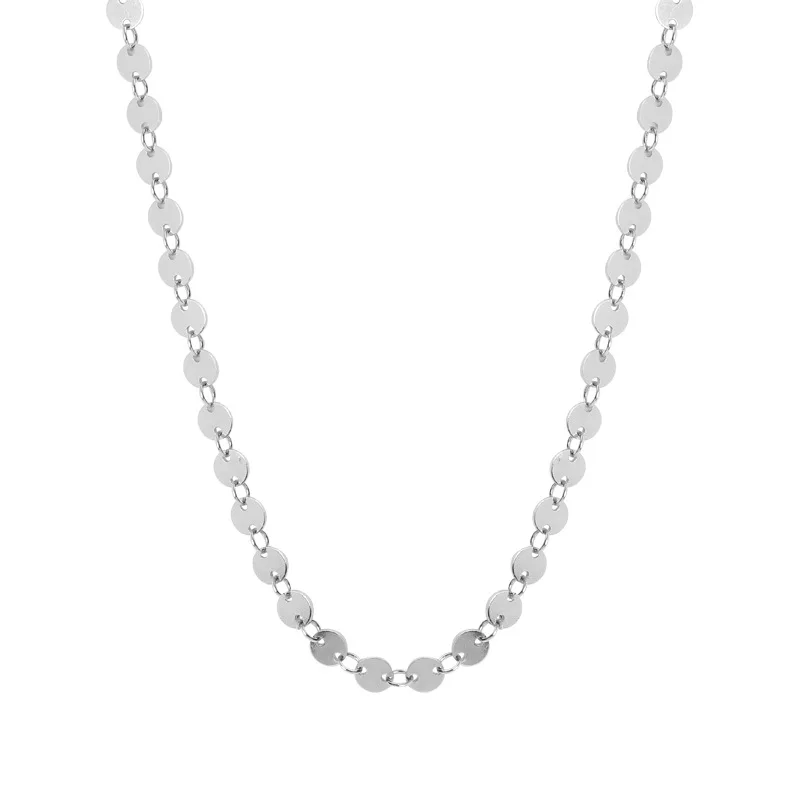 
Shiny Coin Chain Choker 925 Sterling Silver Vintage Non Tarnish non hypoallergenic Jewelry Women Small Disc Choker Necklace 