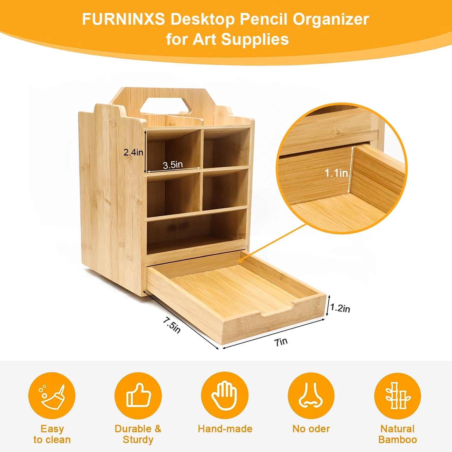 Bamboo Rotation Desktop Storage Box Natural Wood Office Pen Holder Multifunction Stationery Splicing Pencil Bamboo pen holder