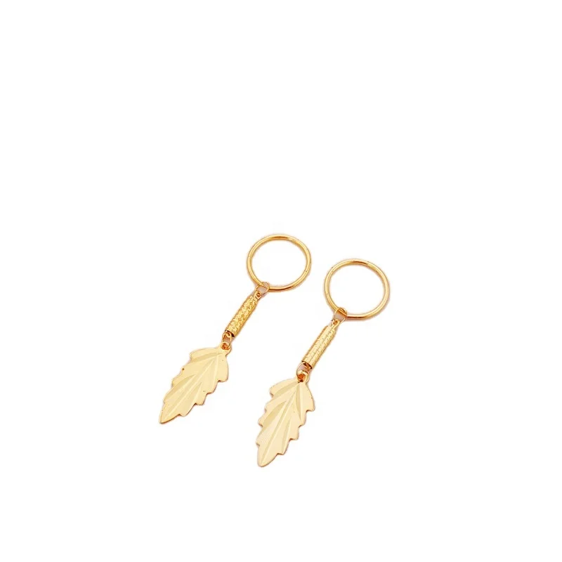 Plated Pu Hongxin Decorated With Gold Fashion Long Sen Series Peacock Hollow Feather Leaf Earrings Factory Direct Supply