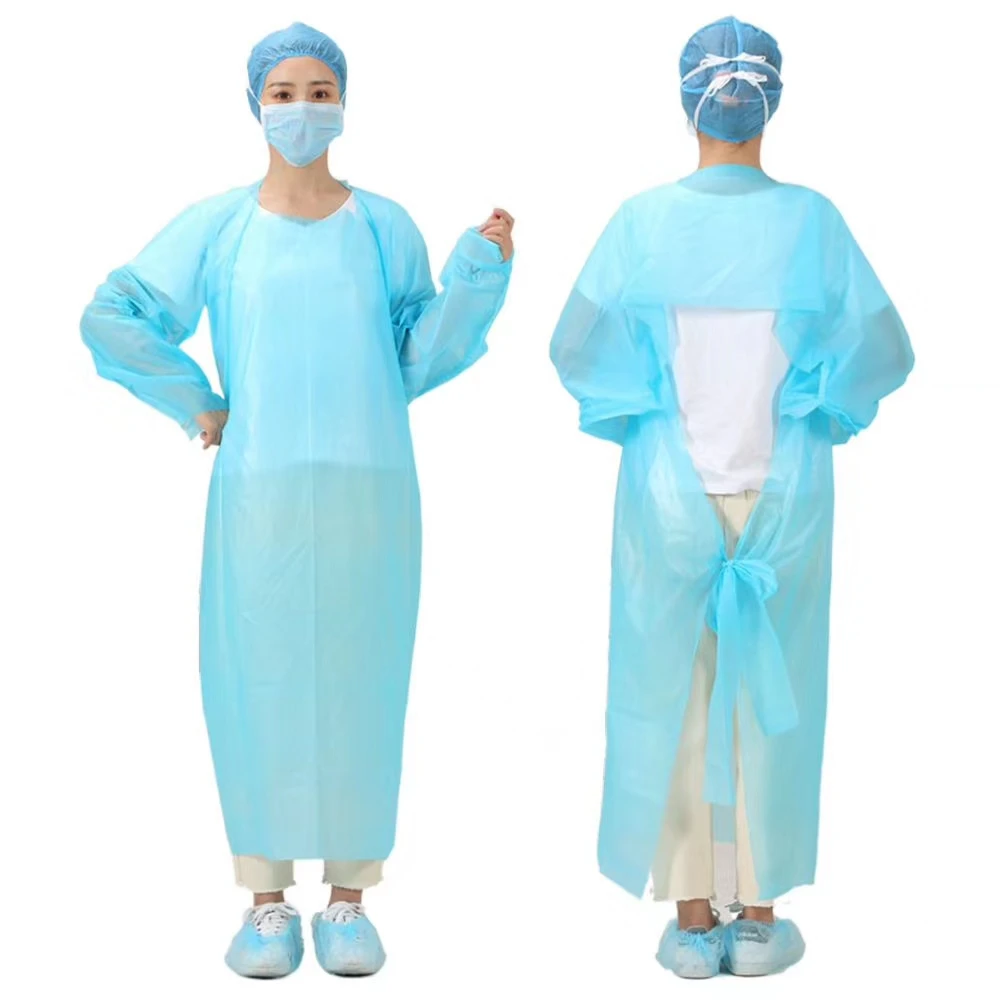 
CPE Apron Disposable Long Sleeve custom Isolation Anti-static Clothing Aprons 