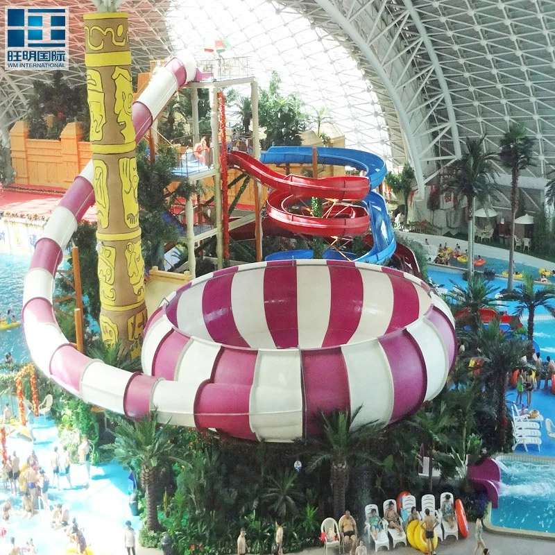 Attractive Indoor/Outdoor Fiberglass Aqua Slide Equipment for Amusement Parks Water Parks Pools Adults