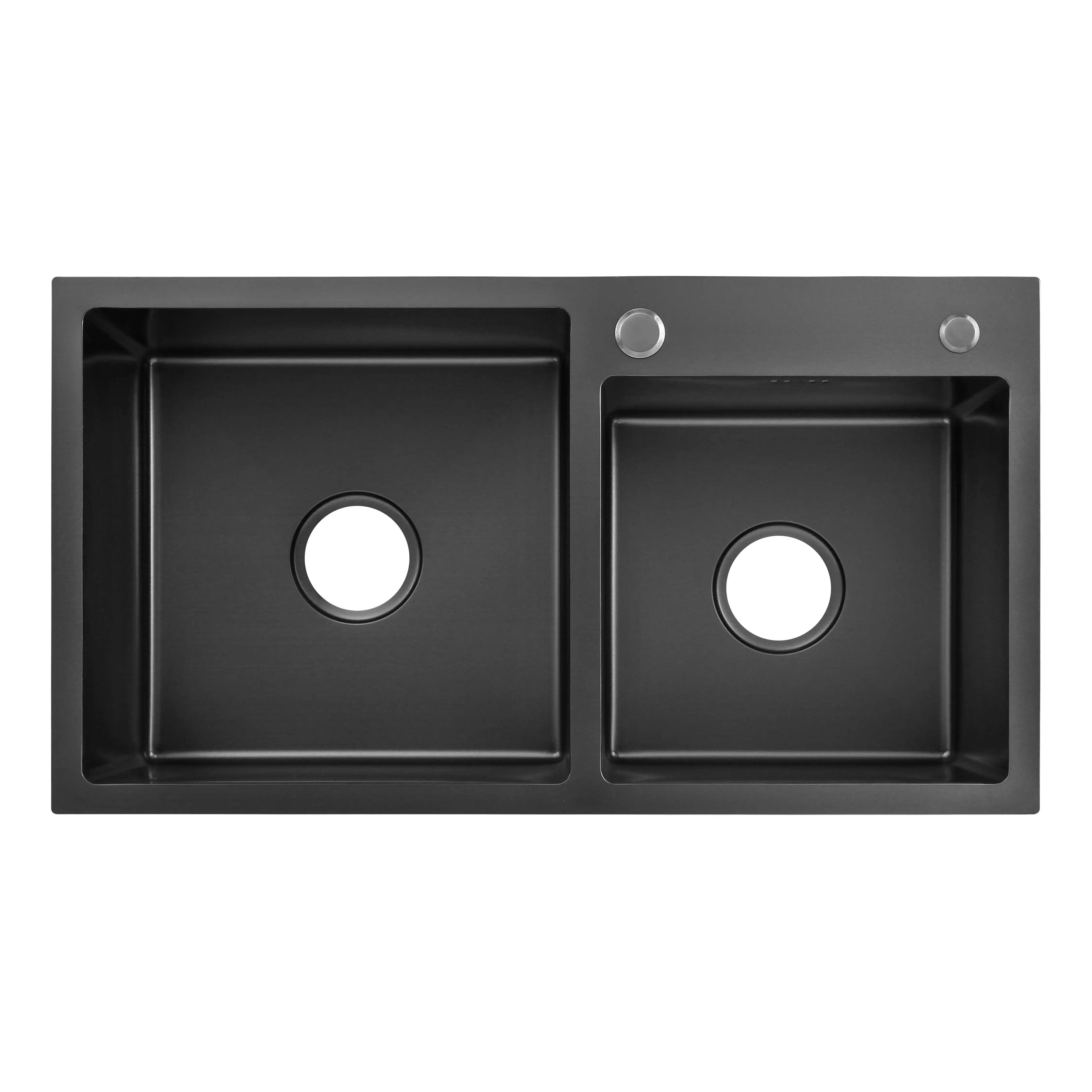 
Handmade Double Modern Kitchen Sink Suppliers Black Stainless Steel Sink For Kitchen 