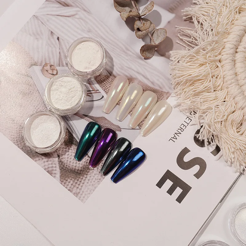 Aurora многохромовый пигментный зеркальный белый хромовый Пигментный Порошок для ногтей товары для ногтей