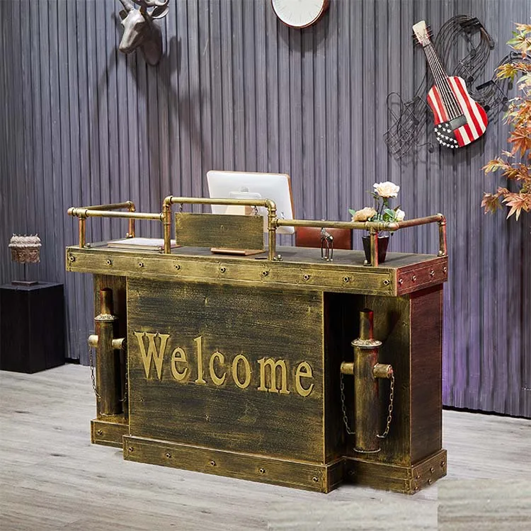 American industry retro old wrought iron cashier counter bar bar clothing store front desk Barbershop reception desk